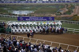 DEL MAR, CALIFORNIA - NOVEMBER 05: Horses leave the starting gate for the Breeders' Cup Juvenile Fillies race at Del Mar Race Track on November 05, 2021 in Del Mar, California. (Photo by Sean M. Haffey/Getty Images)