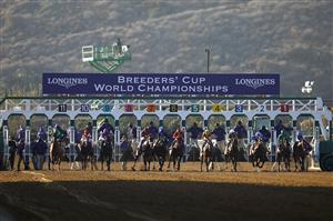 DEL MAR, CALIFORNIA - NOVEMBER 06: Horses break from the gate during the start of the Breeders' Cup Distaff at Del Mar Race Track on November 06, 2021 in Del Mar, California. (Photo by Sean M. Haffey/Getty Images)