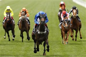 MELBOURNE, AUSTRALIA - NOVEMBER 06: Hugh Bowman riding #6 Alcyone wins race 3, the Very Special Kids Pin and Win Trophy during 2021 Paramount+ Stakes Day at Flemington Racecourse on November 06, 2021 in Melbourne, Australia. (Photo by Darrian Traynor/Getty Images)
