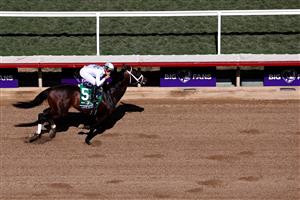 DEL MAR, CALIFORNIA - NOVEMBER 06: Jockey Irad Ortiz Jr. rides Life is Good to win the Breeders' Cup Dirt Mile race at Del Mar Race Track on November 06, 2021 in Del Mar, California. (Photo by Sean M. Haffey/Getty Images)