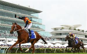 MELBOURNE, AUSTRALIA - NOVEMBER 06: James McDonald riding #1 Nature Strip wins race 6, the Darley Sprint Classic during 2021 Paramount + Stakes Day at Flemington Racecourse on November 06, 2021 in Melbourne, Australia. (Photo by Robert Cianflone/Getty Images)