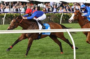 MELBOURNE, AUSTRALIA - NOVEMBER 06: James McDonald riding #4 Zaaki wins race 8, Paramount+ Mackinnon Stakes during 2021 Paramount+ Stakes Day at Flemington Racecourse on November 06, 2021 in Melbourne, Australia. (Photo by Robert Cianflone/Getty Images)