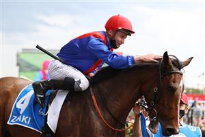 MELBOURNE, AUSTRALIA - NOVEMBER 06: James McDonald riding #4 Zaaki celebrates after winning race 8, Paramount+ Mackinnon Stakes during 2021 Paramount+ Stakes Day at Flemington Racecourse on November 06, 2021 in Melbourne, Australia. (Photo by Robert Cianflone/Getty Images)