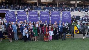 DEL MAR, CALIFORNIA - NOVEMBER 06: Jockey Joel Rosario celebrates aboard Knicks Go in the winners circle after winning Breeders' Cup Classic at Del Mar Race Track on November 06, 2021 in Del Mar, California. (Photo by Rob Carr/Getty Images)