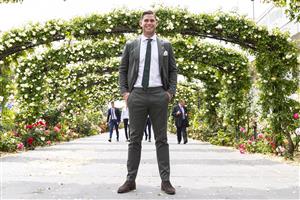 MELBOURNE, AUSTRALIA - NOVEMBER 06: VRC ambassador Tom Hawkins poses for a photograph during 2021 Paramount+ Stakes Day at Flemington Racecourse on November 06, 2021 in Melbourne, Australia. (Photo by Daniel Pockett/Getty Images)