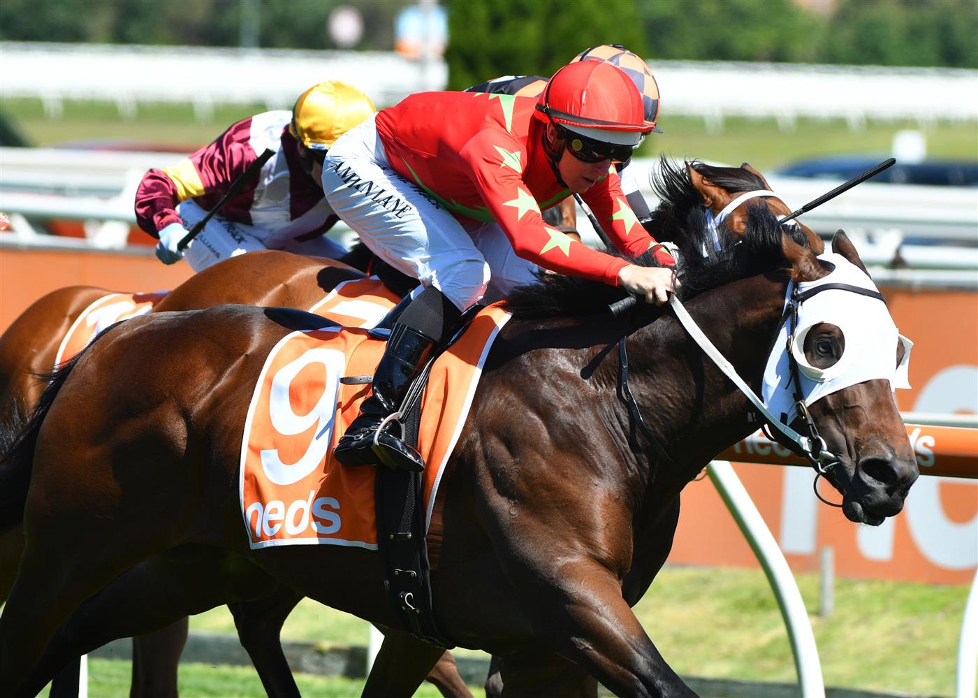 MELBOURNE, AUSTRALIA - NOVEMBER 27: Damian Lane riding Blue Army winning race 6, the Neds Sandown Guineas, during Melbourne Racing at Caulfield Racecourse on November 27, 2021 in Melbourne, Australia. (Photo by Vince Caligiuri/Getty Images)