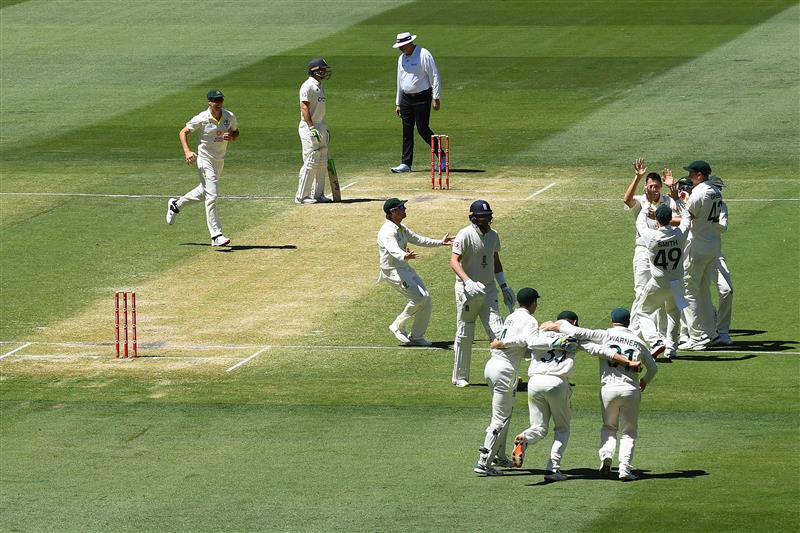 MELBOURNE, AUSTRALIA - DECEMBER 28: Scott Boland of Australia celebrates after dismissing Jonny Bairstow of England  during day three of the Third Test match in the Ashes series between Australia and England at Melbourne Cricket Ground on December 28, 2021 in Melbourne, Australia. (Photo by Quinn Rooney/Getty Images)