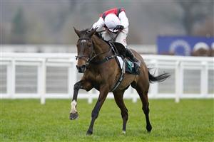 ASCOT, ENGLAND - JANUARY 22: Harry Skelton riding Molly Ollys Wishes clear the last to win The SBK Mares' Hurdle at Ascot Racecourse on January 22, 2022 in Ascot, England. (Photo by Alan Crowhurst/Getty Images)
