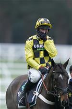 ASCOT, ENGLAND - JANUARY 22: A delighted Nico de Boinville after riding Shishkin to win The SBK Clarence House Chase at Ascot Racecourse on January 22, 2022 in Ascot, England. (Photo by Alan Crowhurst/Getty Images)