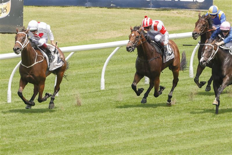 SYDNEY, AUSTRALIA - JANUARY 29: Hugh Bowman on Centimental wins wins race 4 the Chandon Handicap during Sydney Racing at Rosehill Gardens on January 29, 2022 in Sydney, Australia. (Photo by Jenny Evans/Getty Images)