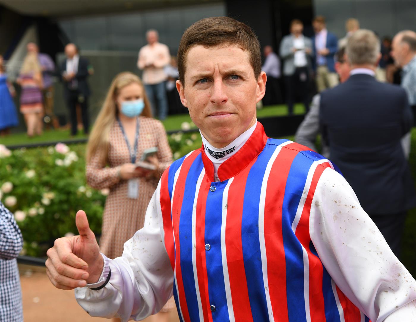 MELBOURNE, AUSTRALIA - JANUARY 29: Damian Lane after riding Rioyuki to win Race 1, the Mitty