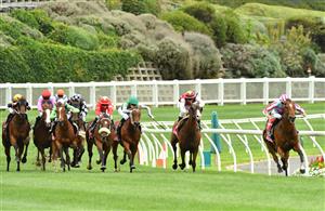 MELBOURNE, AUSTRALIA - JANUARY 29: Ben Allen riding Marabi winning Race 7, the Ma Services Group Australia Stakes, during Melbourne Racing at Moonee Valley Racecourse on January 29, 2022 in Melbourne, Australia. (Photo by Vince Caligiuri/Getty Images)