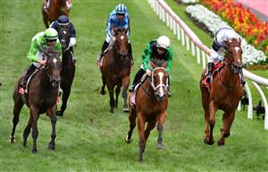 MELBOURNE, AUSTRALIA - JANUARY 29: Madison Lloyd riding Okay To Pay winning Race 9, the Measure Consulting Engineers Handicap, during Melbourne Racing at Moonee Valley Racecourse on January 29, 2022 in Melbourne, Australia. (Photo by Vince Caligiuri/Getty Images)