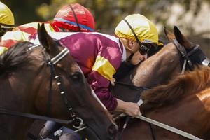 SYDNEY, AUSTRALIA - JANUARY 29: James McDonald on Crystal Pegasus jumps from the gates going on to win race 6 the Schweppes Handicap during Sydney Racing at Rosehill Gardens on January 29, 2022 in Sydney, Australia. (Photo by Jenny Evans/Getty Images)