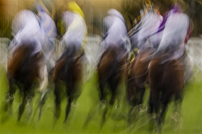 SYDNEY, AUSTRALIA - FEBRUARY 12: Horses round the first bend for race 3 the Bisley Workwear Handicap during Sydney Racing at Royal Randwick Racecourse on February 12, 2022 in Sydney, Australia. (Photo by Jenny Evans/Getty Images)