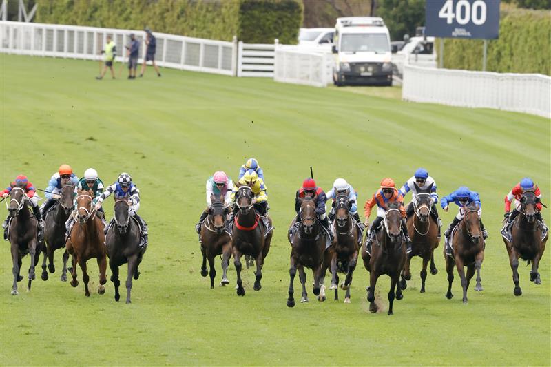 SYDNEY, AUSTRALIA - FEBRUARY 12: Nash Rawiller (orange) on Think it over wins race 8 The Agency Apollo Stakes during Sydney Racing at Royal Randwick Racecourse on February 12, 2022 in Sydney, Australia. (Photo by Jenny Evans/Getty Images)