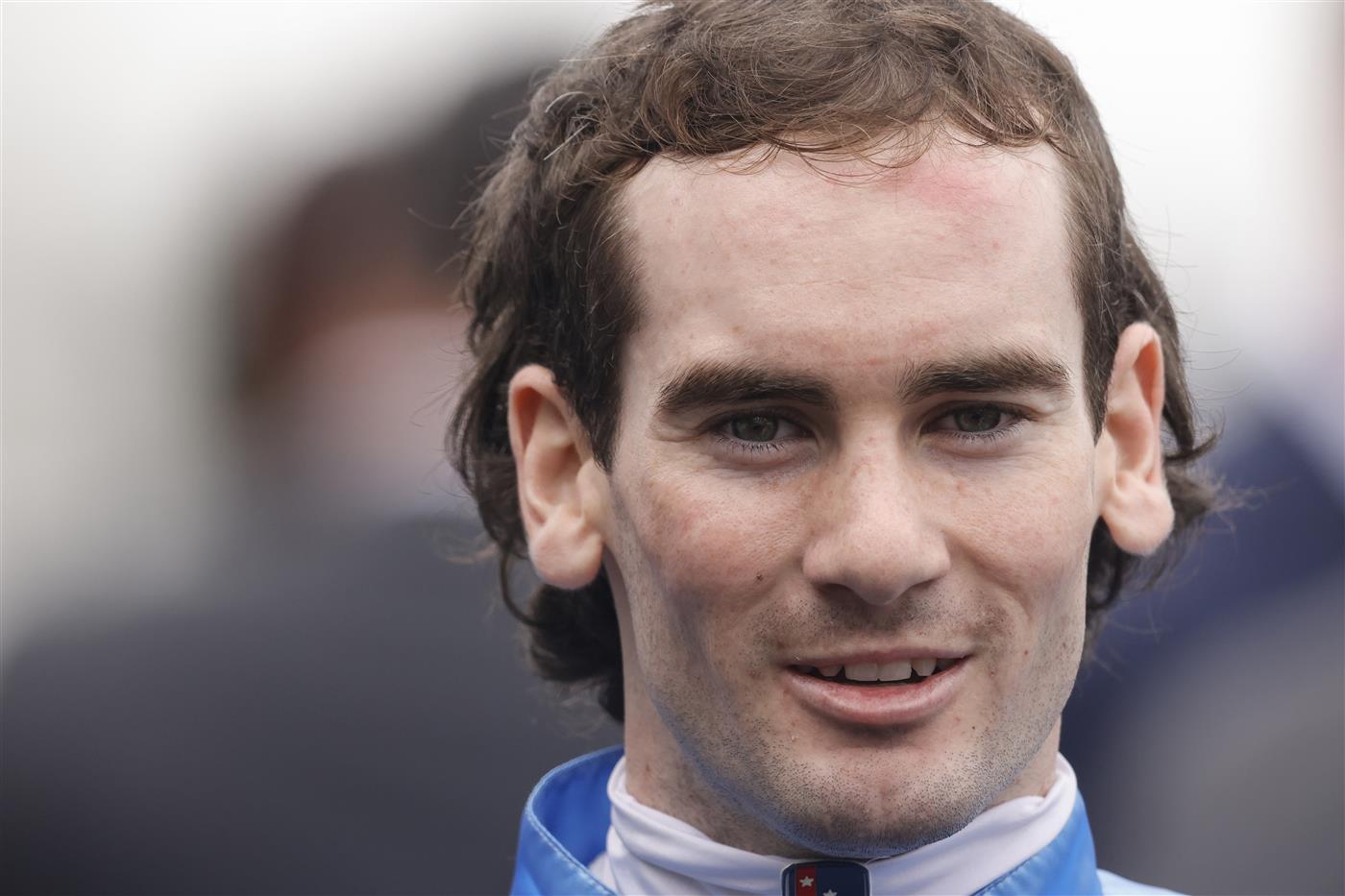 SYDNEY, AUSTRALIA - FEBRUARY 12: Tyler Schiller looks on after winning race 5 the George Mullen Farewell Mile on Silent Agenda during Sydney Racing at Royal Randwick Racecourse on February 12, 2022 in Sydney, Australia. (Photo by Jenny Evans/Getty Images)