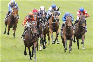SYDNEY, AUSTRALIA - FEBRUARY 12: Nash Rawiller (orange) on Think it over wins race 8 The Agency Apollo Stakes during Sydney Racing at Royal Randwick Racecourse on February 12, 2022 in Sydney, Australia. (Photo by Jenny Evans/Getty Images)