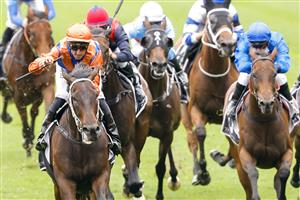 SYDNEY, AUSTRALIA - FEBRUARY 12: Nash Rawiller (orange) on Think it over wins race 8 The Agency Apollo Stakes during Sydney Racing at Royal Randwick Racecourse on February 12, 2022 in Sydney, Australia. (Photo by Jenny Evans/Getty Images)