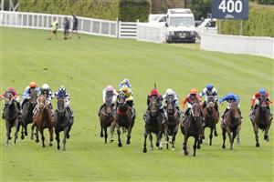 SYDNEY, AUSTRALIA - FEBRUARY 12: Nash Rawiller (orange) on Think it over wins race 8 The Agency Apollo Stakes during Sydney Racing at Royal Randwick Racecourse on February 12, 2022 in Sydney, Australia. (Photo by Jenny Evans/Getty Images)