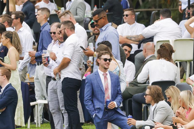 SYDNEY, AUSTRALIA - FEBRUARY 19: Race goers are seen  during Sydney Racing at Rosehill Gardens on February 19, 2022 in Sydney, Australia. (Photo by Jenny Evans/Getty Images)