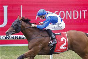 SYDNEY, AUSTRALIA - FEBRUARY 19: Sam Clipperton on Best Of Bordeaux wins the Fujitsu General Silver Slipper Stakes during Sydney Racing at Rosehill Gardens on February 19, 2022 in Sydney, Australia. (Photo by Jenny Evans/Getty Images)