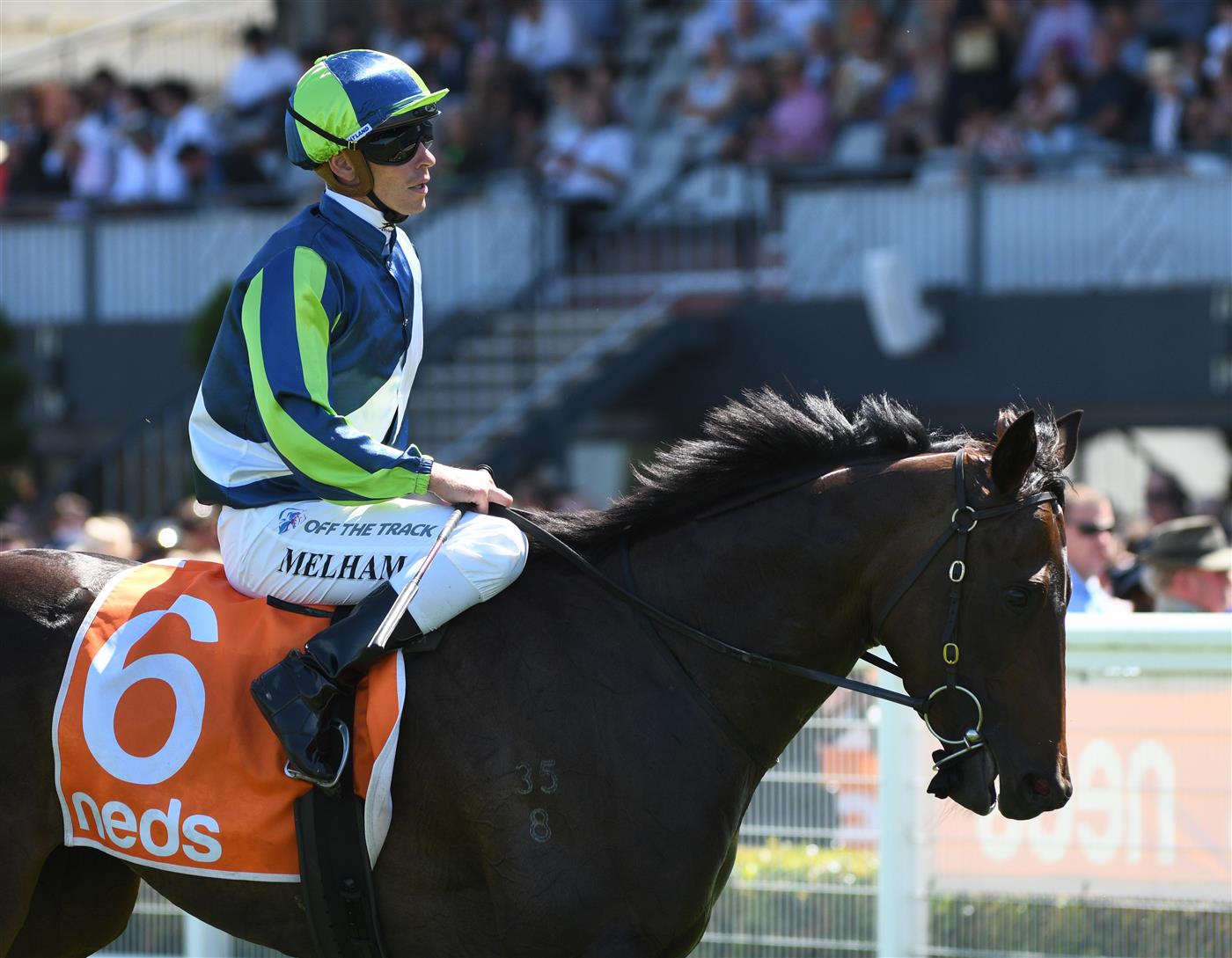 MELBOURNE, AUSTRALIA - FEBRUARY 26: Ben Melham after riding Lavish Girl to win Race 4, the Neds Angus Armanasco Stakes, during Melbourne Racing at Caulfield Racecourse on February 26, 2022 in Melbourne, Australia. (Photo by Vince Caligiuri/Getty Images)