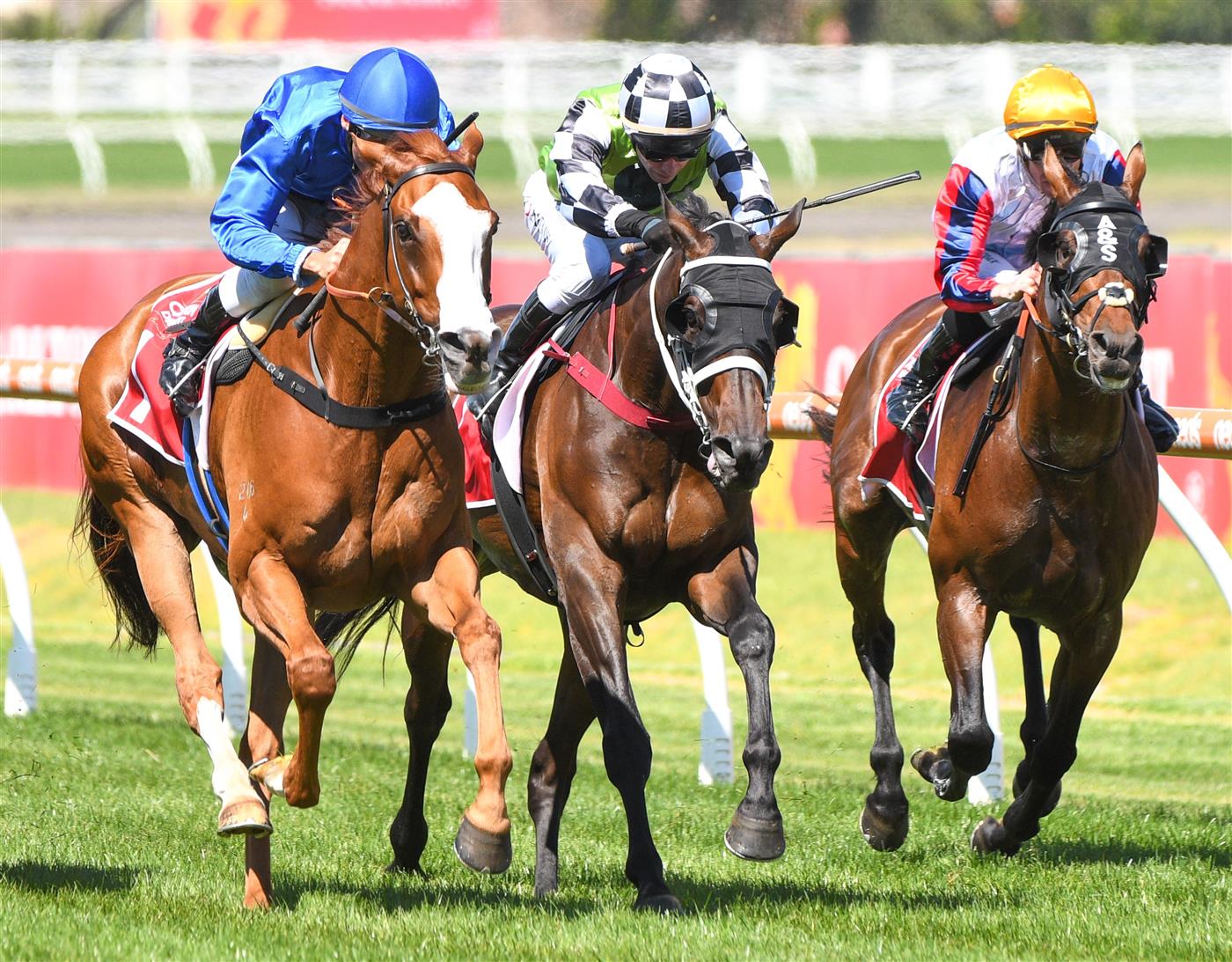 MELBOURNE, AUSTRALIA - FEBRUARY 26: Damien Oliver riding Cascadian winning Race 5, the Carlton Draught Peter Young Stakes, during Melbourne Racing at Caulfield Racecourse on February 26, 2022 in Melbourne, Australia. (Photo by Vince Caligiuri/Getty Images)