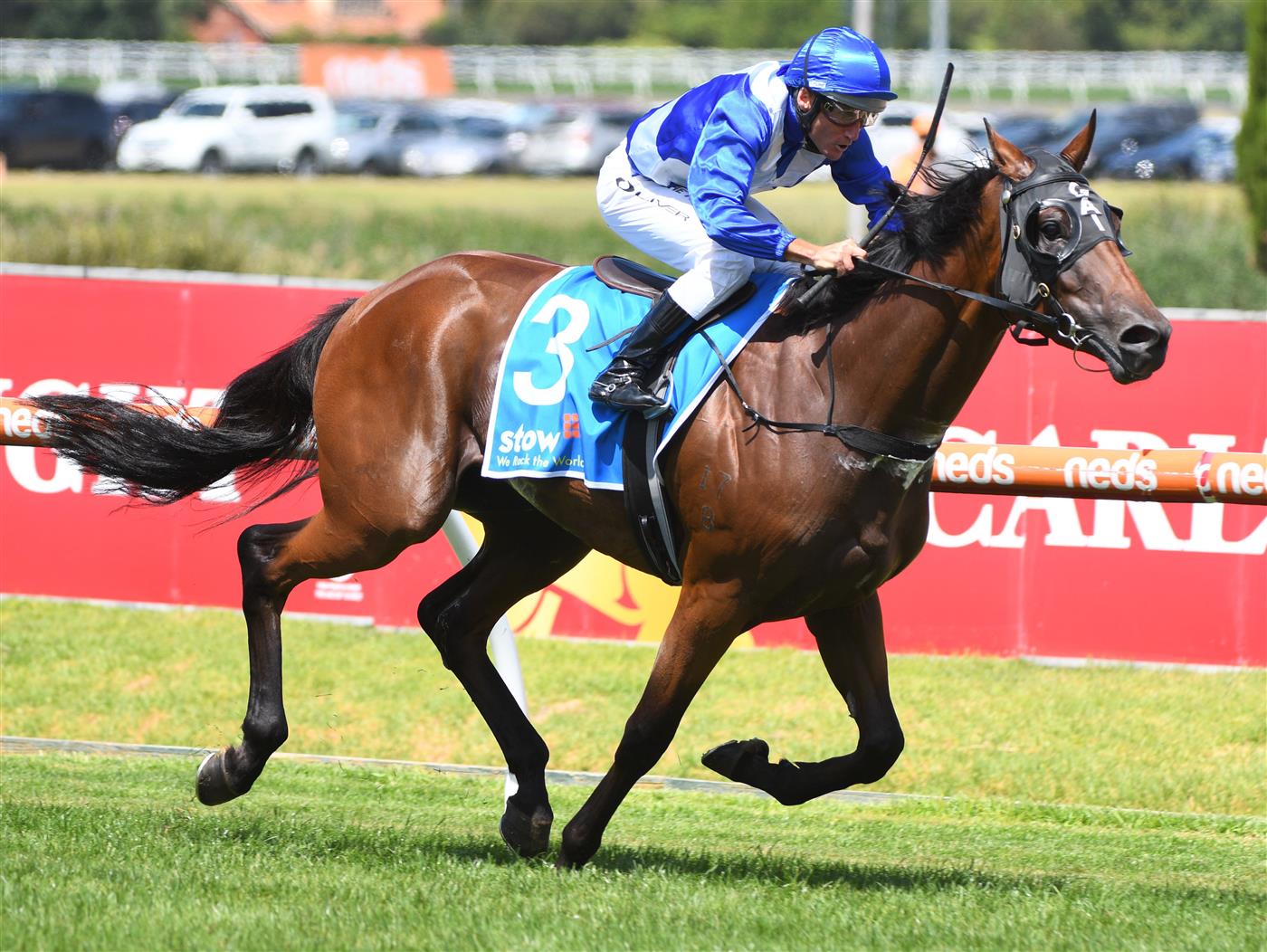 MELBOURNE, AUSTRALIA - FEBRUARY 26: Damien Oliver riding Castlereagh Kid winning Race 3, the Stow Storage Solutions Autumn Classic, during Melbourne Racing at Caulfield Racecourse on February 26, 2022 in Melbourne, Australia. (Photo by Vince Caligiuri/Getty Images)