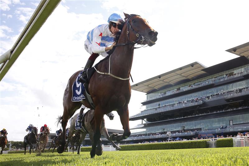 SYDNEY, AUSTRALIA - MARCH 05: Hugh Bowman on Forbidden Love wins race 7 the Furphy Canterbury Stakes during Sydney Racing at Royal Randwick Racecourse on March 05, 2022 in Sydney, Australia. (Photo by Mark Evans/Getty Images)