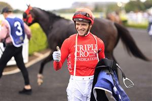 SYDNEY, AUSTRALIA - MARCH 05: Sam Clipperton on Mazu returns to scale after winning race 6 the Tokyo City Keiba Fireball Stakes during Sydney Racing at Royal Randwick Racecourse on March 05, 2022 in Sydney, Australia. (Photo by Mark Evans/Getty Images)