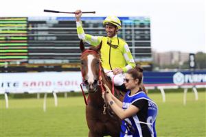 SYDNEY, AUSTRALIA - MARCH 05: Nash Rawiller on Eduardo returns to scale after winning race 5 the Hyland Race Colours Challenge Stakes during Sydney Racing at Royal Randwick Racecourse on March 05, 2022 in Sydney, Australia. (Photo by Mark Evans/Getty Images)