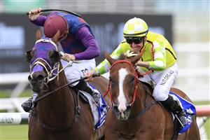 SYDNEY, AUSTRALIA - MARCH 05: Nash Rawiller on Eduardo wins race 5 the Hyland Race Colours Challenge Stakes during Sydney Racing at Royal Randwick Racecourse on March 05, 2022 in Sydney, Australia. (Photo by Mark Evans/Getty Images)
