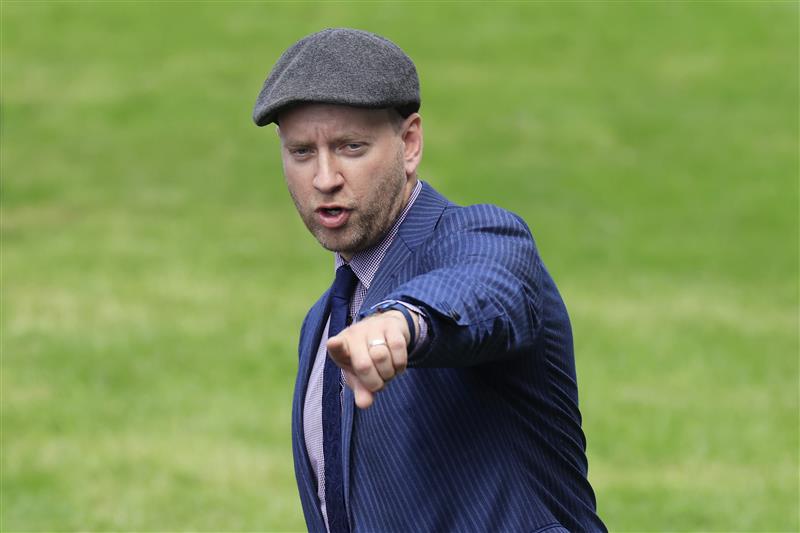 SYDNEY, AUSTRALIA - MARCH 12: Bendigo trainer Josh Julius looks on after winning race 4 the Hyland Race Colours Ajax Stakes with Just Folk during Sydney Racing Chandon Ladies Day at Rosehill Gardens on March 12, 2022 in Sydney, Australia. (Photo by Mark Evans/Getty Images)