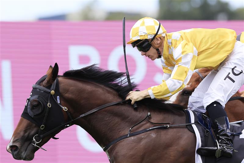 SYDNEY, AUSTRALIA - MARCH 12: Tim Clark on Rise Of The Masses wins race 3 the Bowermans Pago Pago Stakes during Sydney Racing Chandon Ladies Day at Rosehill Gardens on March 12, 2022 in Sydney, Australia. (Photo by Mark Evans/Getty Images)