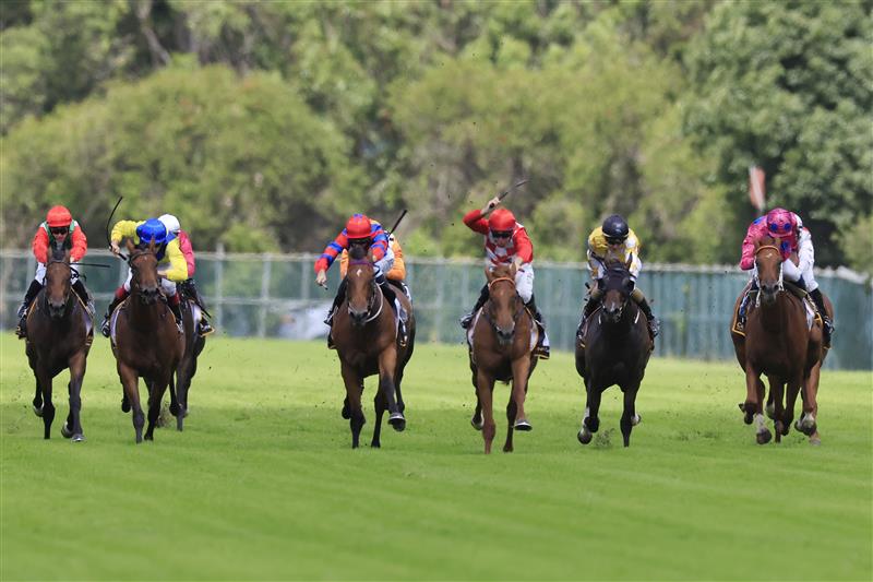 SYDNEY, AUSTRALIA - MARCH 12: Tommy Berry on She's Extreme wins Race 2 the Cellarbrations Magic Night Stakes during Sydney Racing Chandon Ladies Day at Rosehill Gardens on March 12, 2022 in Sydney, Australia. (Photo by Mark Evans/Getty Images)
