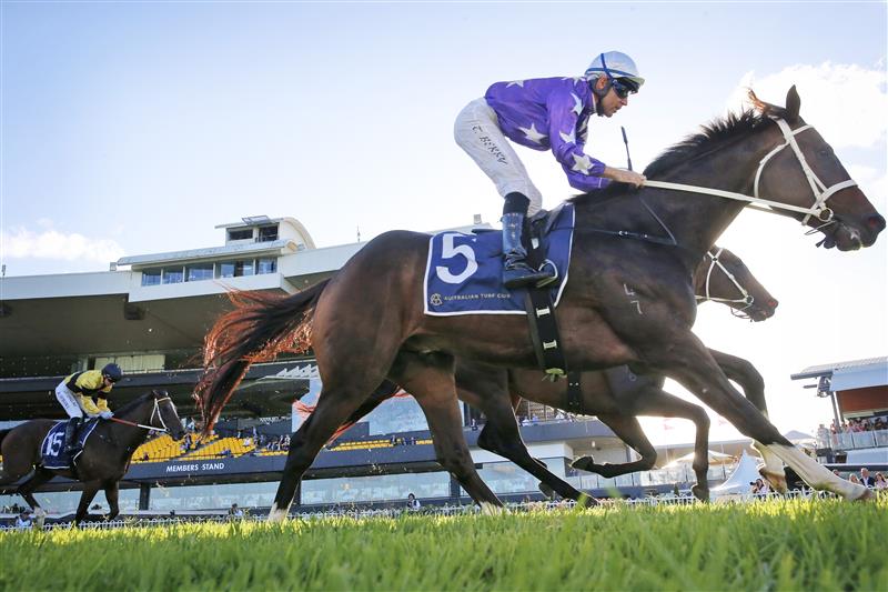 SYDNEY, AUSTRALIA - MARCH 12: Tommy Berry on Rousseau wins race 10 the Corrine Handicap during Sydney Racing Chandon Ladies Day at Rosehill Gardens on March 12, 2022 in Sydney, Australia. (Photo by Mark Evans/Getty Images)