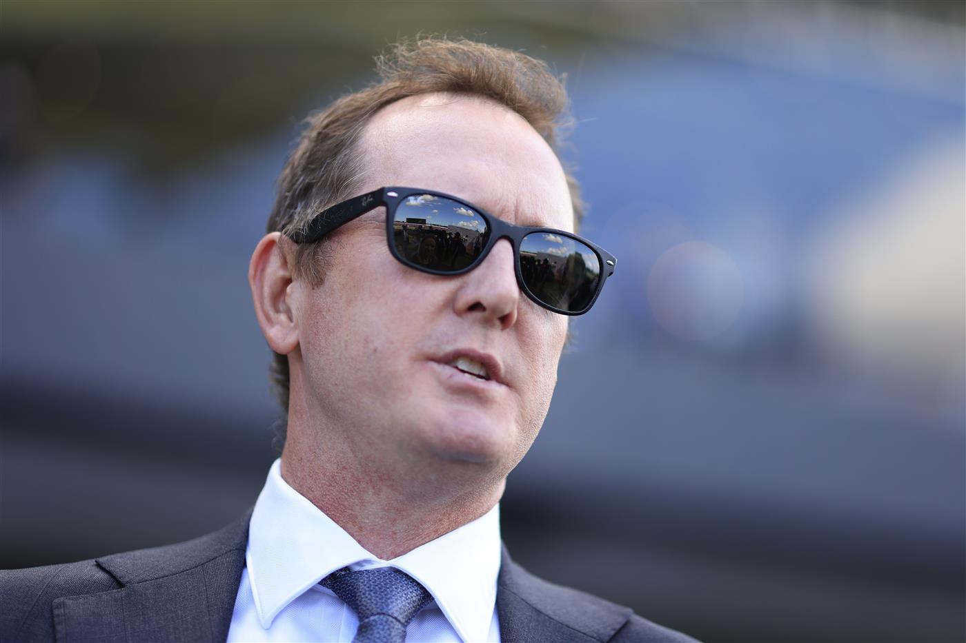 SYDNEY, AUSTRALIA - MARCH 12: Michael Hawkes looks on during Sydney Racing Chandon Ladies Day at Rosehill Gardens on March 12, 2022 in Sydney, Australia. (Photo by Mark Evans/Getty Images)
