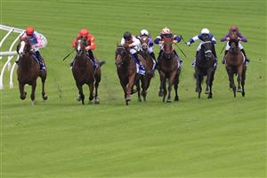 SYDNEY, AUSTRALIA - MARCH 12: Jason Collett on Just Folk wins race 4 the Hyland Race Colours Ajax Stakes during Sydney Racing Chandon Ladies Day at Rosehill Gardens on March 12, 2022 in Sydney, Australia. (Photo by Mark Evans/Getty Images)