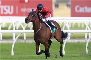 SYDNEY, AUSTRALIA - MARCH 12: Tyler Schiller on Taksu wins  race 9 the Vale Alan Brown AM Handicap during Sydney Racing Chandon Ladies Day at Rosehill Gardens on March 12, 2022 in Sydney, Australia. (Photo by Mark Evans/Getty Images)