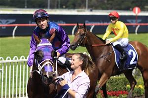 SYDNEY, AUSTRALIA - MARCH 12: Tommy Berry on Shelby Sixtysix returns to scale after winning race 5 the City Tattersalls Group Maurice McCarten Stakes during Sydney Racing Chandon Ladies Day at Rosehill Gardens on March 12, 2022 in Sydney, Australia. (Photo by Mark Evans/Getty Images)