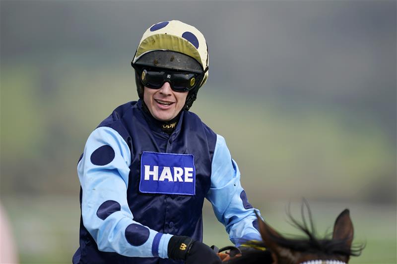 CHELTENHAM, ENGLAND - MARCH 15: Tom Cannon on Edwardstone reacts after winning the Arkle Chase race during day one of the Cheltenham Festival 2022 at Cheltenham Racecourse on March 15, 2022 in Cheltenham, England. (Photo by Alan Crowhurst/Getty Images)