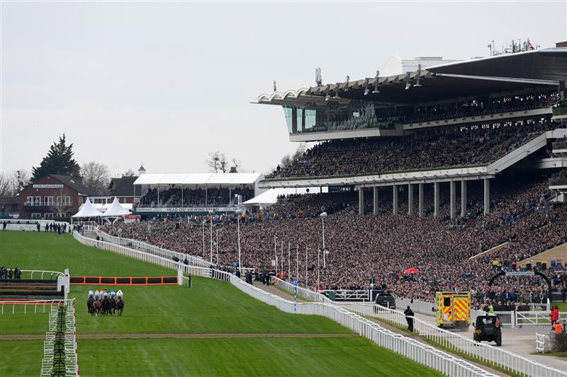 CHELTENHAM, ENGLAND - MARCH 15: A general view as runners and riders compete in Sky Bet Supreme Novices' Hurdle during day one of the Cheltenham Festival 2022 at Cheltenham Racecourse on March 15, 2022 in Cheltenham, England. (Photo by Mike Hewitt/Getty Images)