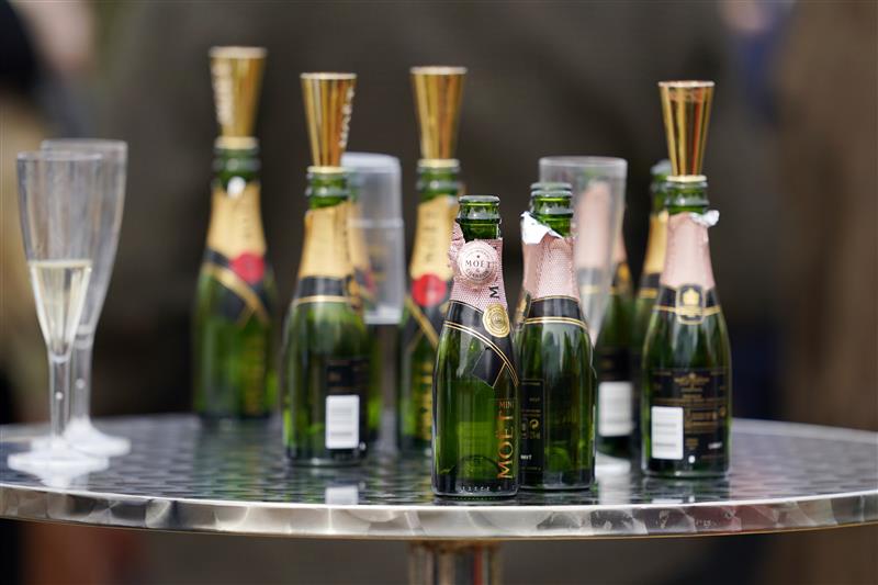 CHELTENHAM, ENGLAND - MARCH 15: Bottles of champagne are seen in the champagne bar prior to the Sky Bet Supreme Novices' Hurdle during day one of the Cheltenham Festival 2022 at Cheltenham Racecourse on March 15, 2022 in Cheltenham, England. (Photo by Alan Crowhurst/Getty Images)