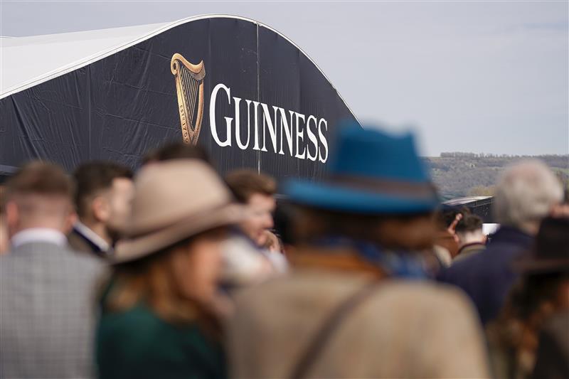 CHELTENHAM, ENGLAND - MARCH 15: A busy Guinness Village on day one of The Festival at Cheltenham Racecourse on March 15, 2022 in Cheltenham, England. (Photo by Alan Crowhurst/Getty Images)