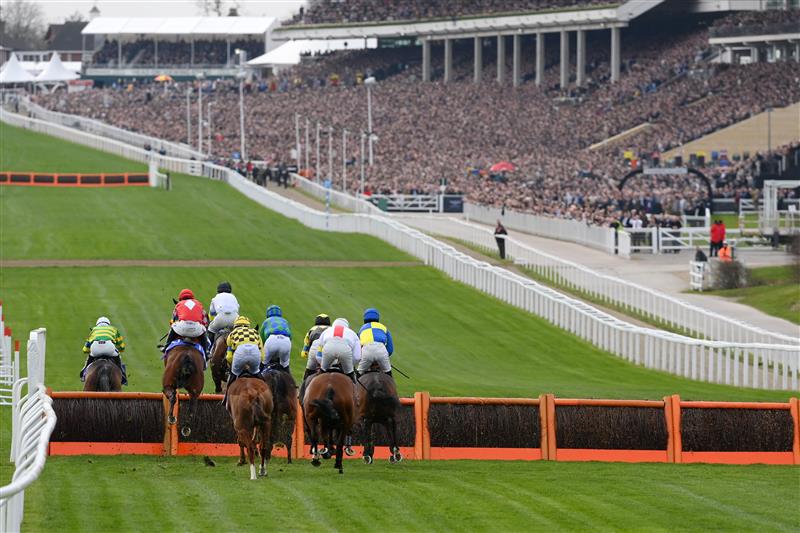 CHELTENHAM, ENGLAND - MARCH 15: A general view as runners and riders compete in Sky Bet Supreme Novices' Hurdle during day one of the Cheltenham Festival 2022 at Cheltenham Racecourse on March 15, 2022 in Cheltenham, England. (Photo by Mike Hewitt/Getty Images)