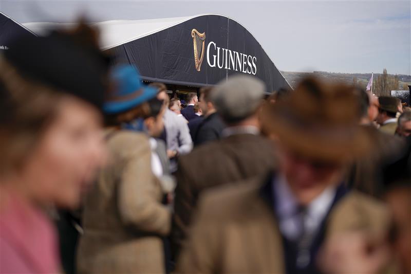 CHELTENHAM, ENGLAND - MARCH 15: A busy Guinness Village on day one of The Festival at Cheltenham Racecourse on March 15, 2022 in Cheltenham, England. (Photo by Alan Crowhurst/Getty Images)