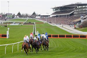 CHELTENHAM, ENGLAND - MARCH 15: A general view as runners and riders start in Sky Bet Supreme Novices' Hurdle during day one of the Cheltenham Festival 2022 at Cheltenham Racecourse on March 15, 2022 in Cheltenham, England. (Photo by Mike Hewitt/Getty Images)