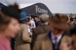 CHELTENHAM, ENGLAND - MARCH 15: A busy Guinness Village on day one of The Festival at Cheltenham Racecourse on March 15, 2022 in Cheltenham, England. (Photo by Alan Crowhurst/Getty Images)