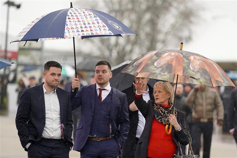 CHELTENHAM, ENGLAND - MARCH 16: Heavy rain falls on day two of The Festival at Cheltenham Racecourse on March 16, 2022 in Cheltenham, England. (Photo by Alan Crowhurst/Getty Images)